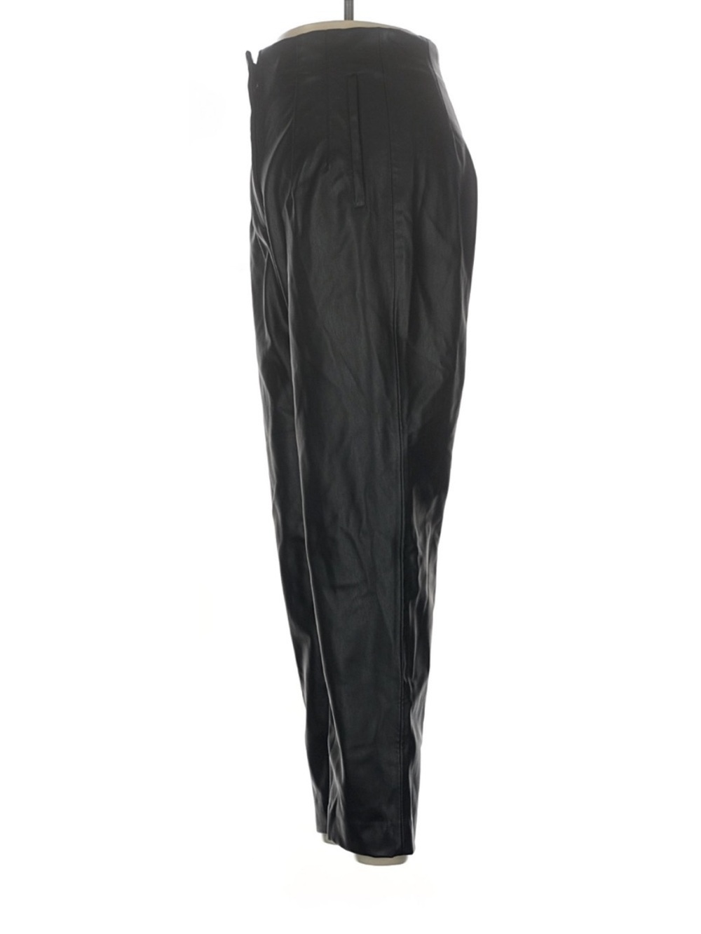 Zara Black Faux Leather High Rise Ankle Straight Pants Medium - Picture 4 of 6